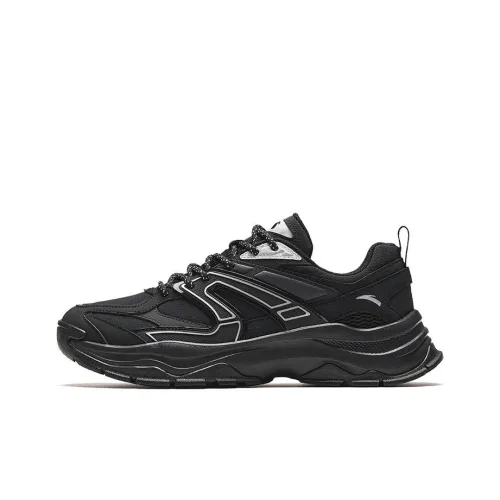 Anta Hot Cushioning Wear Resistant Low Top Casual Shoes Men's Black Silver