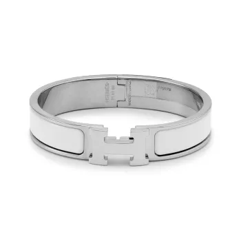 HERMES Bracelet Narrow Clic Clac H Enamel Pm White