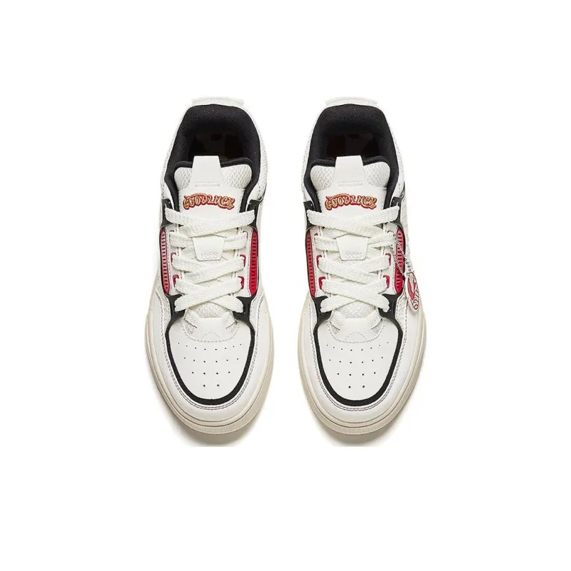 Anta AOJIE Good Things Happen Slip Resistant Cushioning Wear Resistant Low Top Skateboard Shoes Women's White Red-2