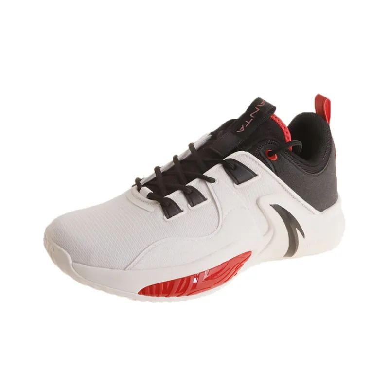 Anta Swoosh 1.0 Breathable Low Top Performance Basketball Shoes Men's Black Red-2