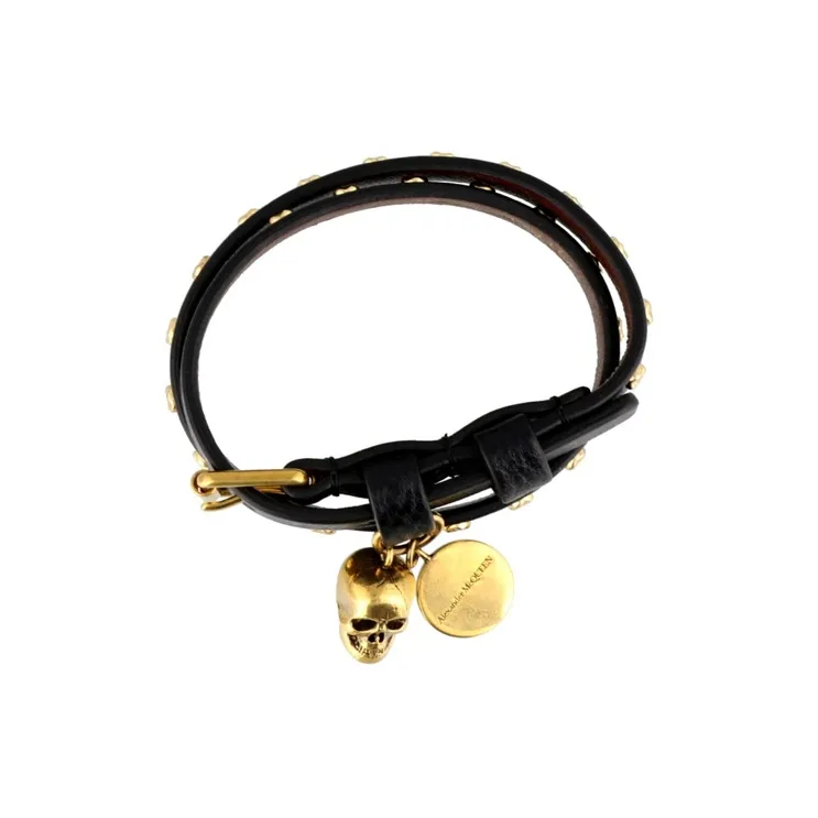 Alexander McQueen Hammered Studs Double Wrap Bracelet-2
