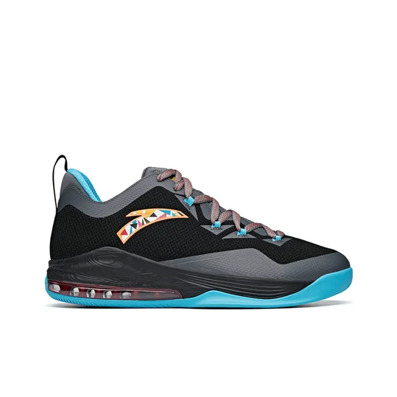 Anta Divine Shield Cushioning Anti Slip Wear Resistant Breathability Low Top Basketball Shoes Men's Gray Black Blue-1