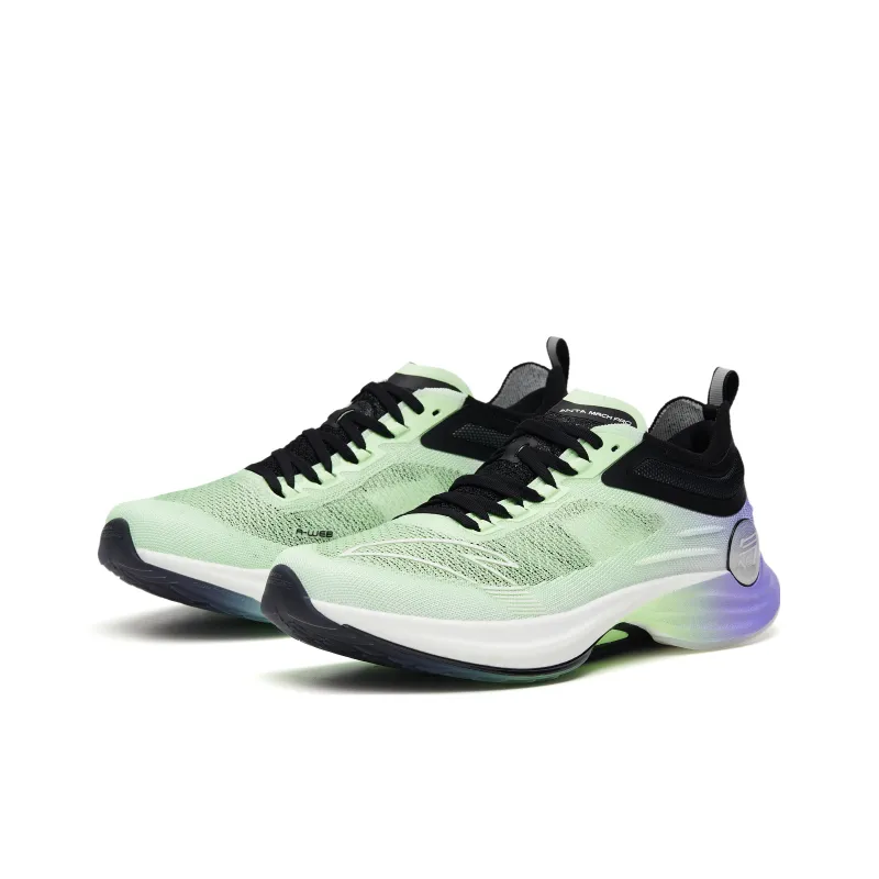 Anta Mach Pro Cushioned Slip Resistant Low Top Running Shoes Men's Green Purple Black-2