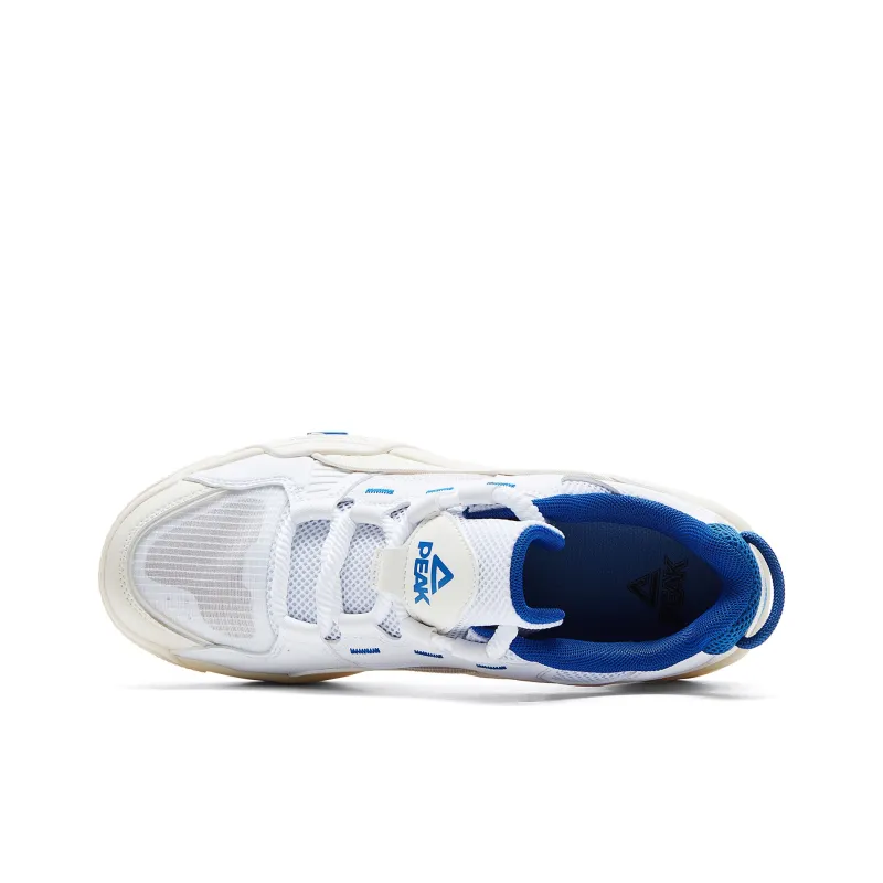 PEAK State Pole Roaming Cushioning Coverage Lightweight Breathable Low-Top Skateboard Shoes Men's All White Dark Blue-3