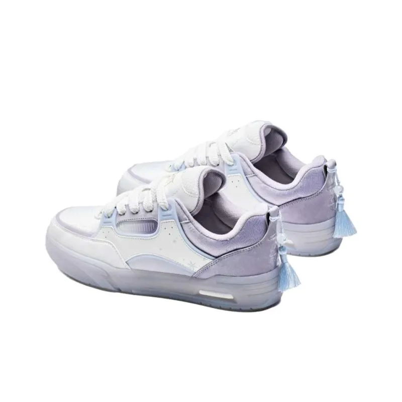 GenShin x Anta Coverage Wear-Resistant Low-Top Skateboard Shoes Women's White Purple-2