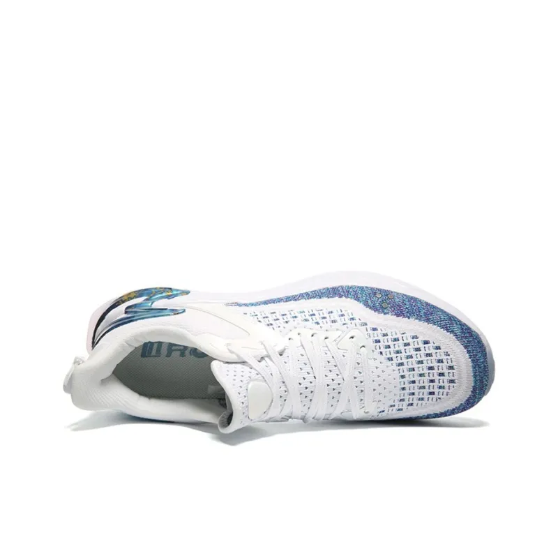 PEAK Cushioning Balance Rebound Breathable Coverage Low Top Casual Running Shoes Women's Blue Flower Yarn-3