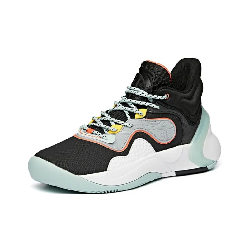 Anta Speedy Decision KT Thompson Cushioning Anti-Slip And Wear-Resistant Mid-Top Basketball Shoes Black Gray Green-1