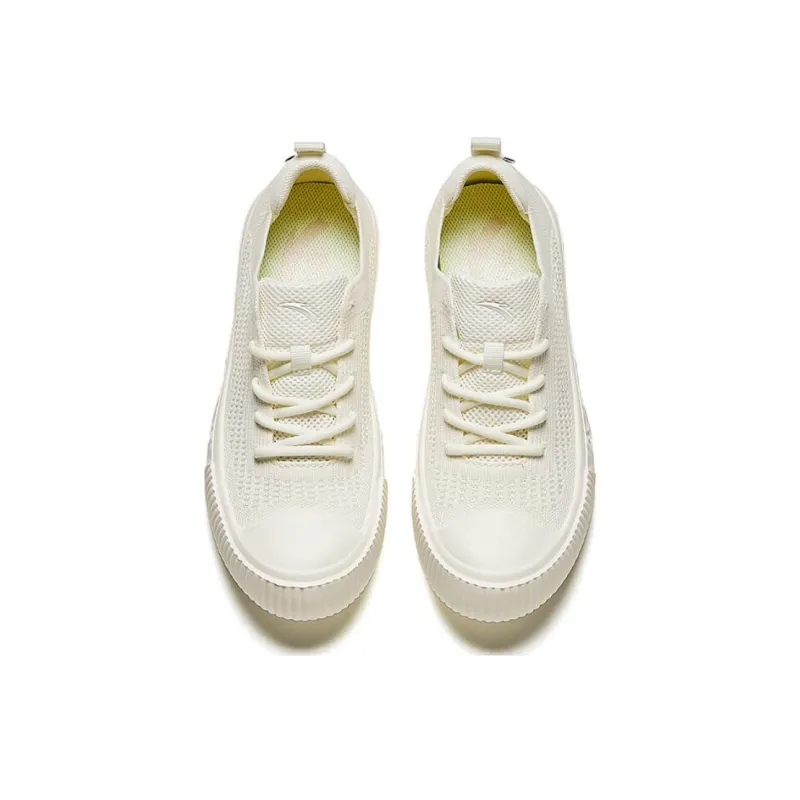 Anta Flyknit Breathable Low Top Skateboard Shoes Women's White-2