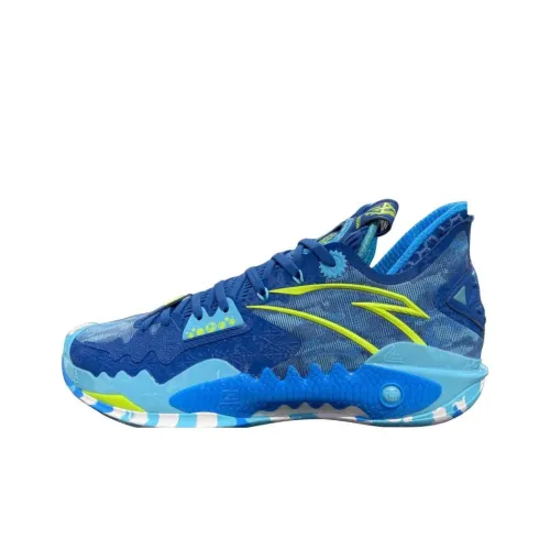 Anta Shock Wave 5 Cushioning Wear Resistant Low Top Basketball Shoes Men's Blue