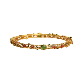 Artisan Lock Heart Jade 925 Sterling Silver Hetian Jade Bangles Women's Jasper