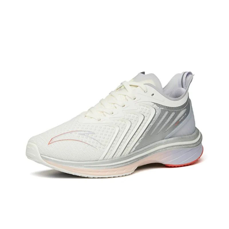 Anta MACH 1.0 Cushioning, Slip Resistant, And Abrasion Resistant Low Top Running Shoes Women's White Gray Silver-2
