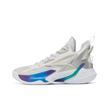 PEAK Phantom Pony 1.0 Pro Wear Resistant Rebound Breathable Mid Top Basketball Shoes Men's White Silver