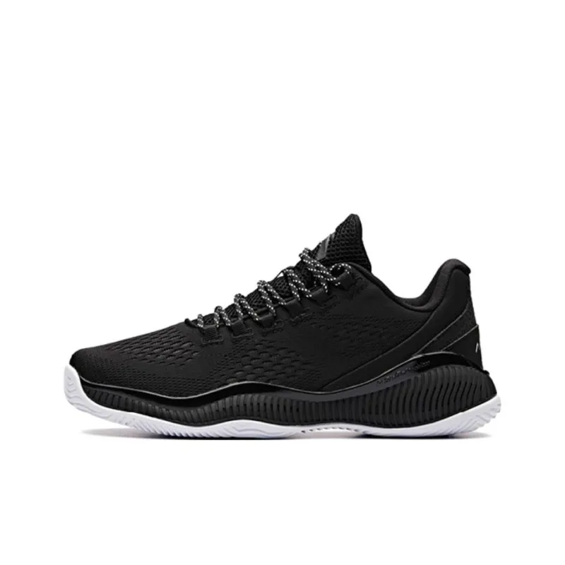 Anta Swimming Dragon Cushioning, Slip Resistant, And Abrasion Resistant Low Top Basketball Shoes Men's Black White-0