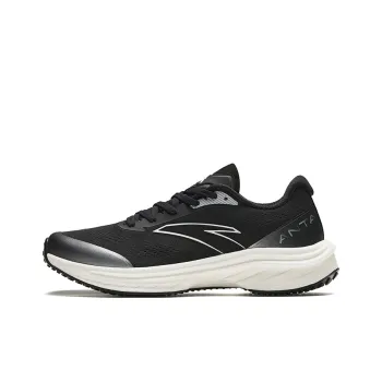 Anta Road Run Cushioning Wear-Resistant Rebound Low-Top Running Shoes Women's Black White