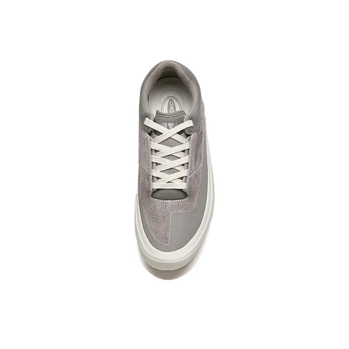 Anta Ao Li Coverage Anti Slip And Wear Resistant Lightweight Low Top Skateboard Shoes Men's Gray White Leather Suede-2