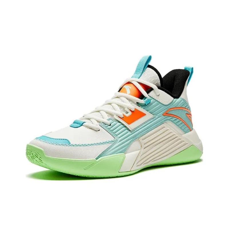 ANTA Speedy Basketball Shoes Men Mid Top White Green Blue-1