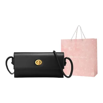 MEXICAN PU Leather Crossbody Bag, Cell Phone Pouch, Small Square Bag Trumpets Women's Midnight Black