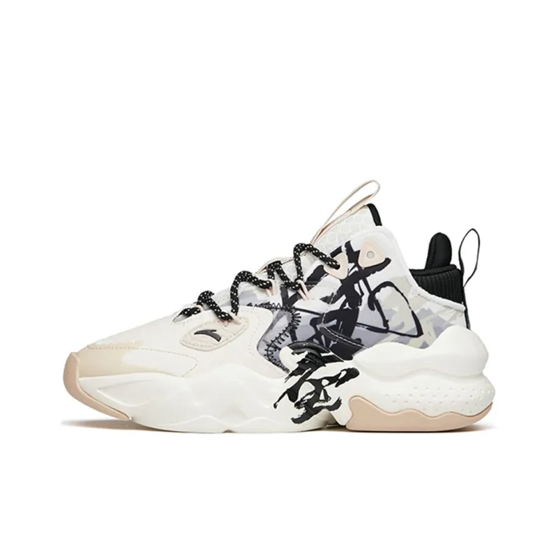 Anta Bastard Peak 2 Anti-Slip And Wear-Resistant Lightweight Low-Top Chunky Sneakers Women's White Black Gray-0