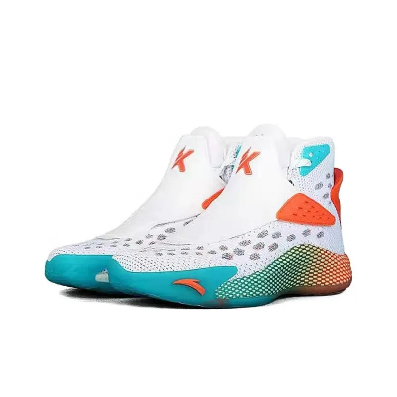 Anta KT5 Klay Thompson Abrasion Resistant Breathable High Top Basketball Shoes Men's White Multicolor-2