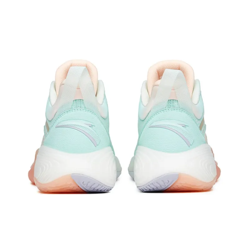 Anta Feather Cushioning Anti-Slip And Wear-Resistant Low-Top Performance Basketball Shoes Men's Green Pink-3