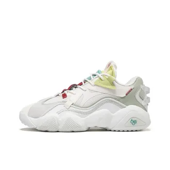 PEAK State Pole 6371 Cushioned Slip Resistant Mid Top Chunky Sneakers Women's Ecru Fruit Green