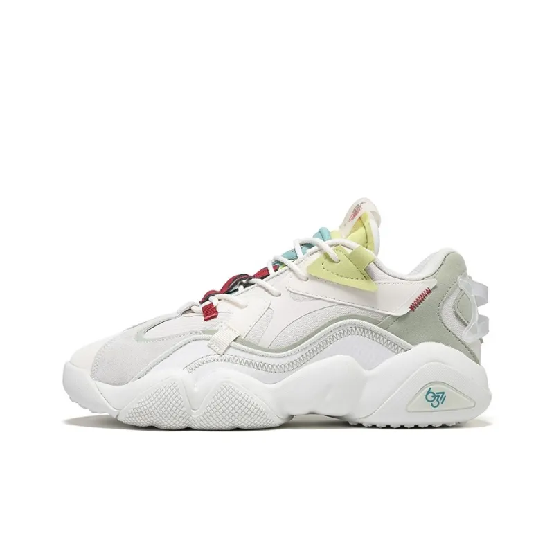 PEAK State Pole 6371 Cushioned Slip Resistant Mid Top Chunky Sneakers Women's Ecru Fruit Green-0