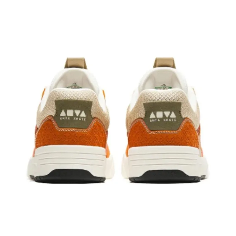 Anta AOJIE Cushioning Wear Resistant Low Top Skateboard Shoes Men's Orange White-3