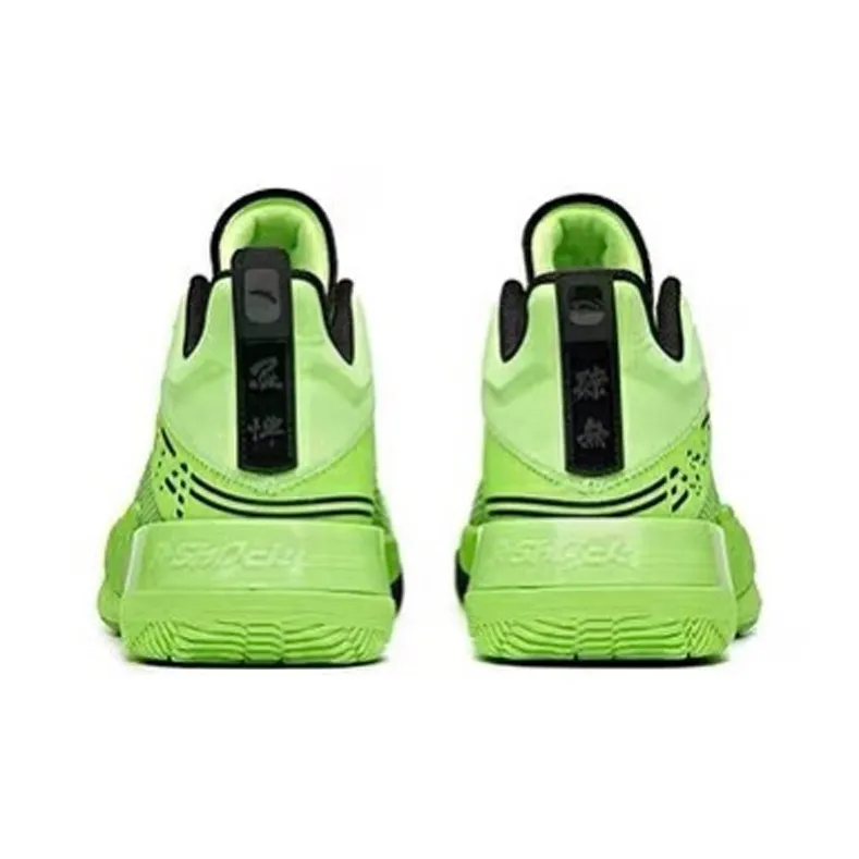 Anta Attack 2 Cushioning Anti Slip And Wear Resistant Mid Top Basketball Shoes Men's Black Green-4