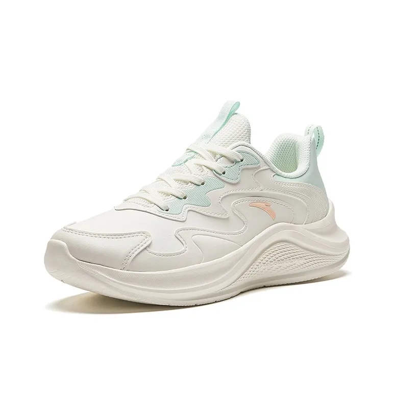 Anta Walk Cushioning Anti Slip And Wear Resistant Lightweight Rebound Low Top Casual Running Shoes Women's White Blue-1