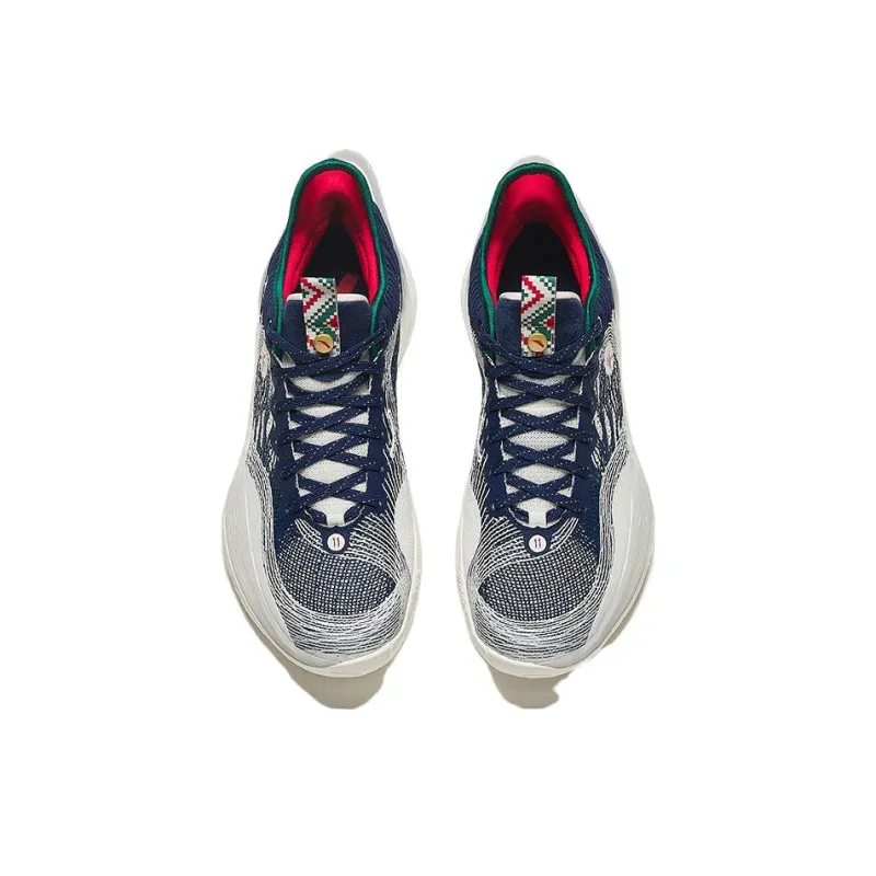 Anta Three point Rain1.0 Cushioning Wear Resistant Low Top Basketball Shoes Men's Blue White-2