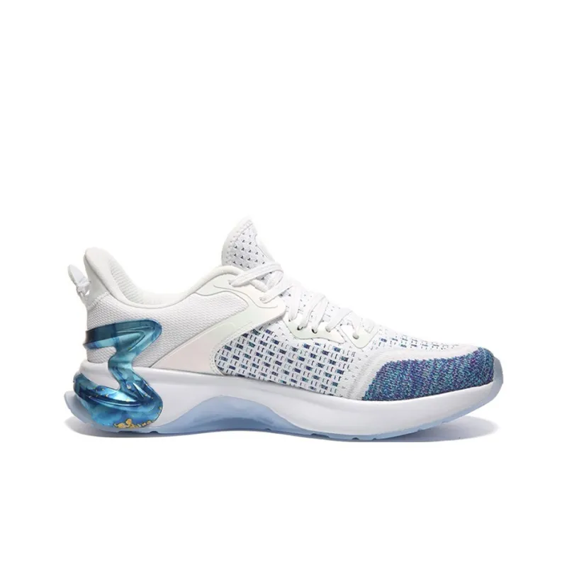 PEAK Cushioning Balance Rebound Breathable Coverage Low Top Casual Running Shoes Women's Blue Flower Yarn-1