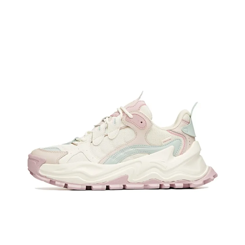 Anta Hot Cushioned Slip-Resistant Abrasion-Resistant Breathable Low-Top Casual Shoes Women's Beige Pink-0