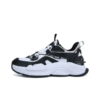 PEAK Cushioned Wear-Resistant Balance Slip-Resistant Lightweight Low-Top Running Shoes Women's Black White