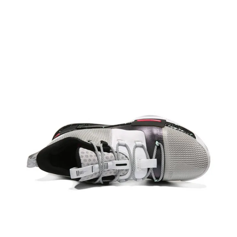 PEAK Flash Taichi Non-slip Wear-resistant Shock Absorption Mid-Top Performance Basketball Shoes Black Gray White-2