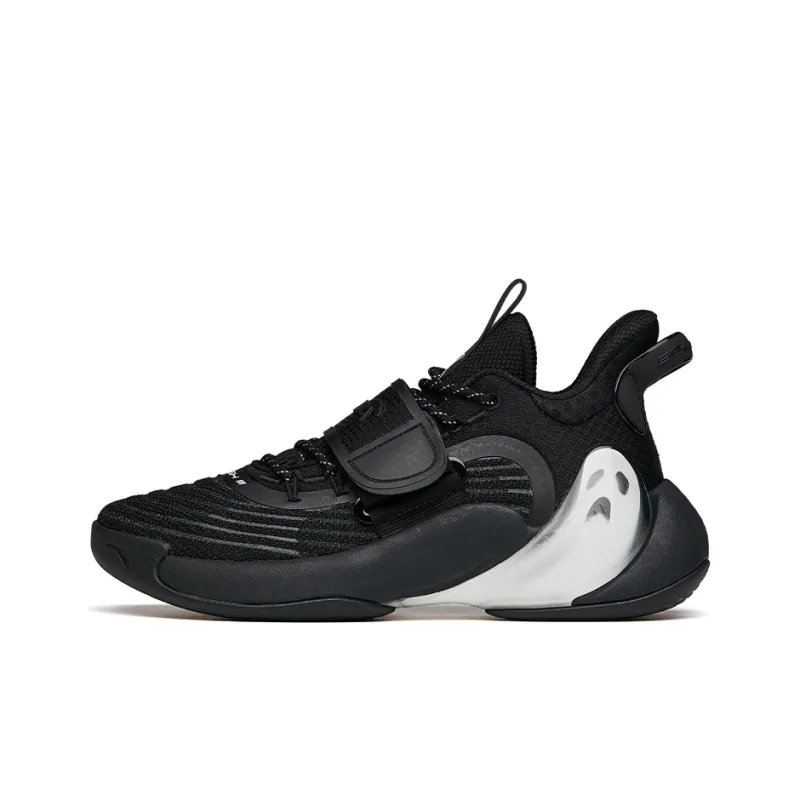 Anta Water Flower 3 Wear Resistant Slip Resistant Mid Top Performance Basketball Shoes Men's Black White-0