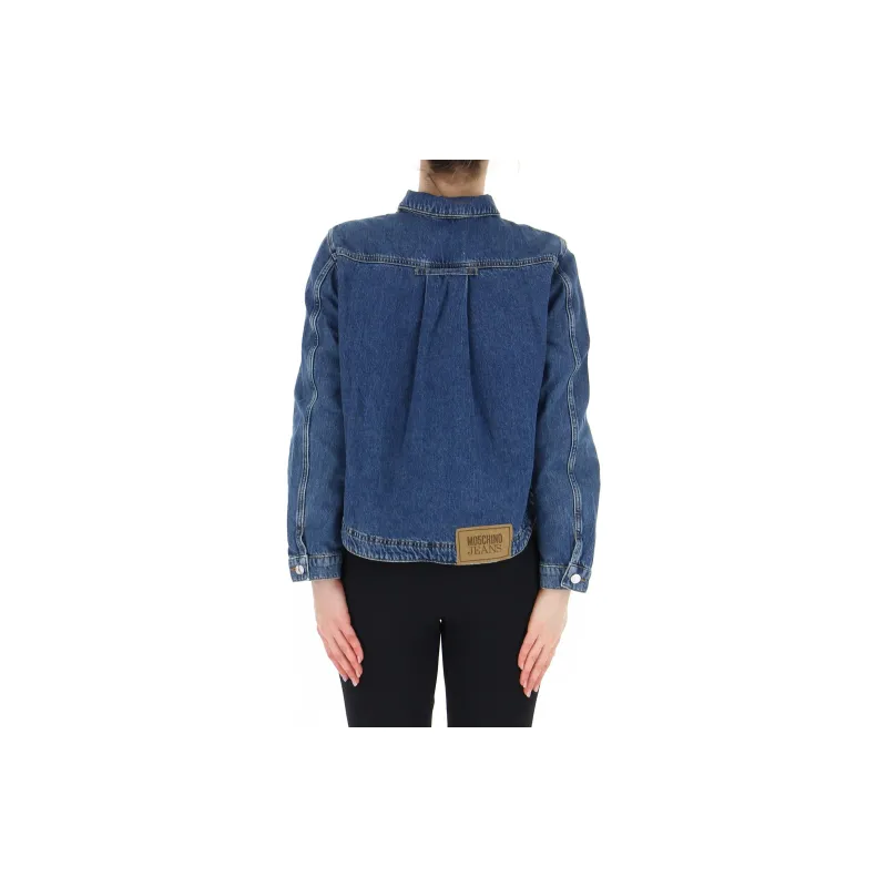 MOSCHINO Logo-patch Cropped Denim Jacket-1