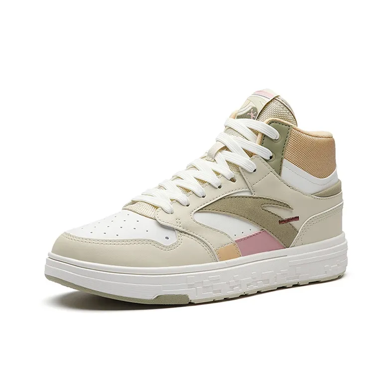 Anta Street Naughty High-Top Skateboard Shoes Women's White Yellow-2