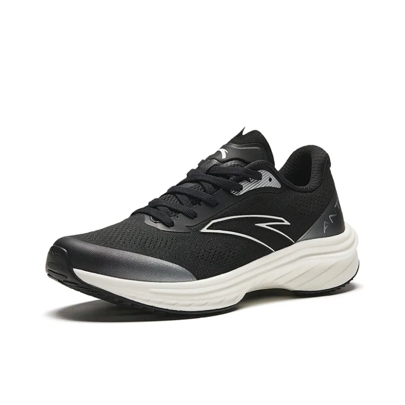 Anta Road Run Cushioning Wear Resistant Rebound Low Top Running Shoes Women's Black White-1