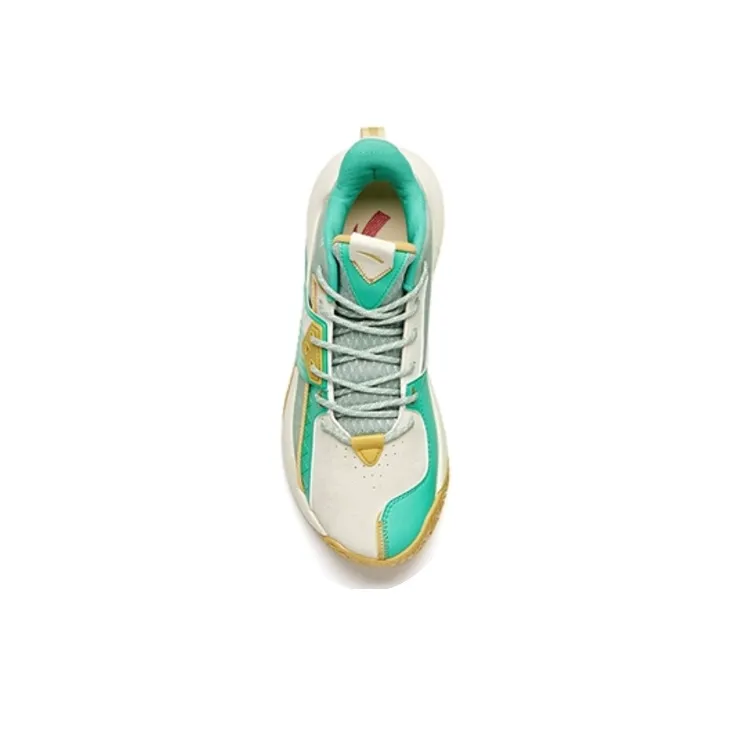 Anta Cement Busters KT Cushioning Anti Slip And Wear Resistant Low Top Basketball Shoes Men's Green White Yellow-2