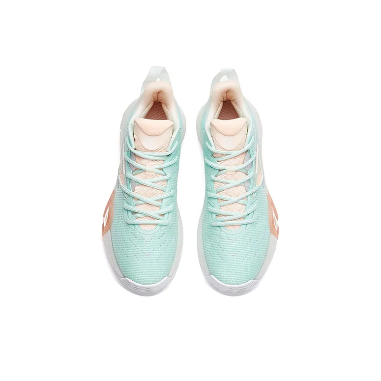 Anta Feather Cushioning Anti-Slip And Wear-Resistant Low-Top Performance Basketball Shoes Men's Green Pink-2