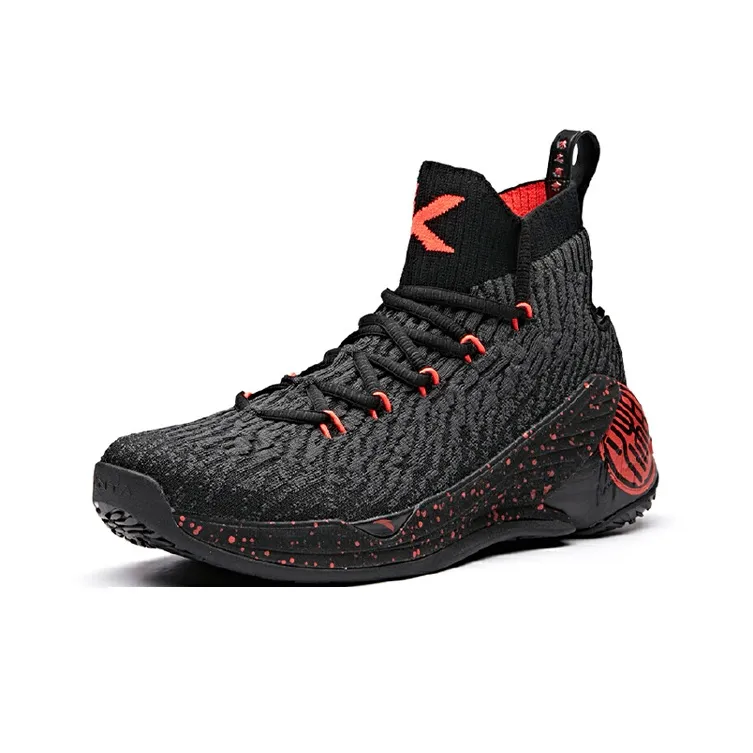 Anta KT4 Klay Thompson Cushioning, Slip Resistant, And Abrasion Resistant High Top Basketball Shoes Black Red-1