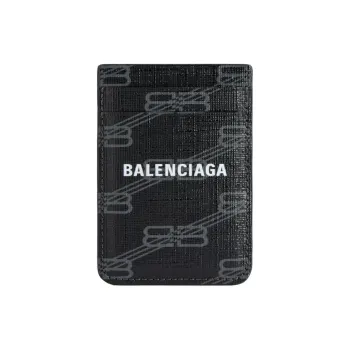 Balenciaga BB MONOGRAM SIGNATURE PU Card Holder Men's Black & Gray