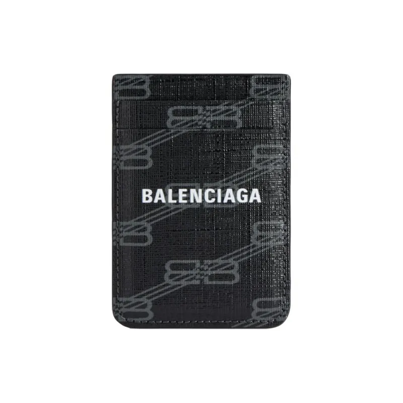 Balenciaga BB MONOGRAM SIGNATURE PU Card Holder Men's Black & Gray-0