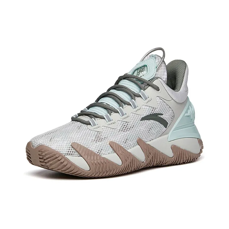 Anta Reverse Blade Anti Slip And Wear Resistant Lightweight Low Top Basketball Shoes Men's Gray Green-1