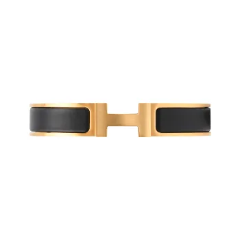 HERMES Clic HH Enamel Bangles Unisex Black