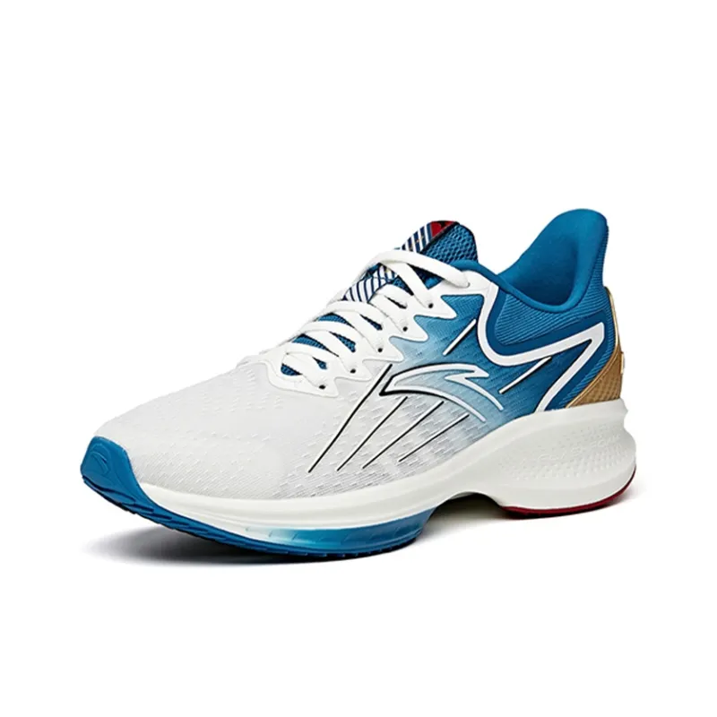 Anta Gazelle 1.0 Cushioned Slip Resistant Abrasion Resistant Breathable Low Top Running Shoes Men's White Blue-2