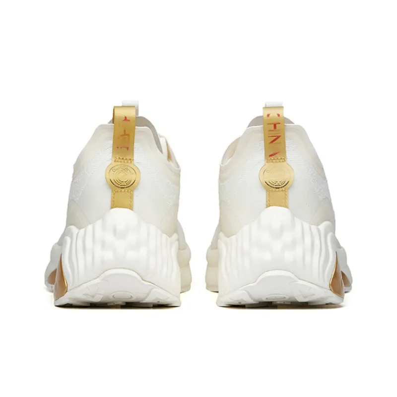 Anta Shock Absorbing, Non Slip, Wear Resistant, Breathable And Lightweight Low Top Running Shoes Women's White Gold-3