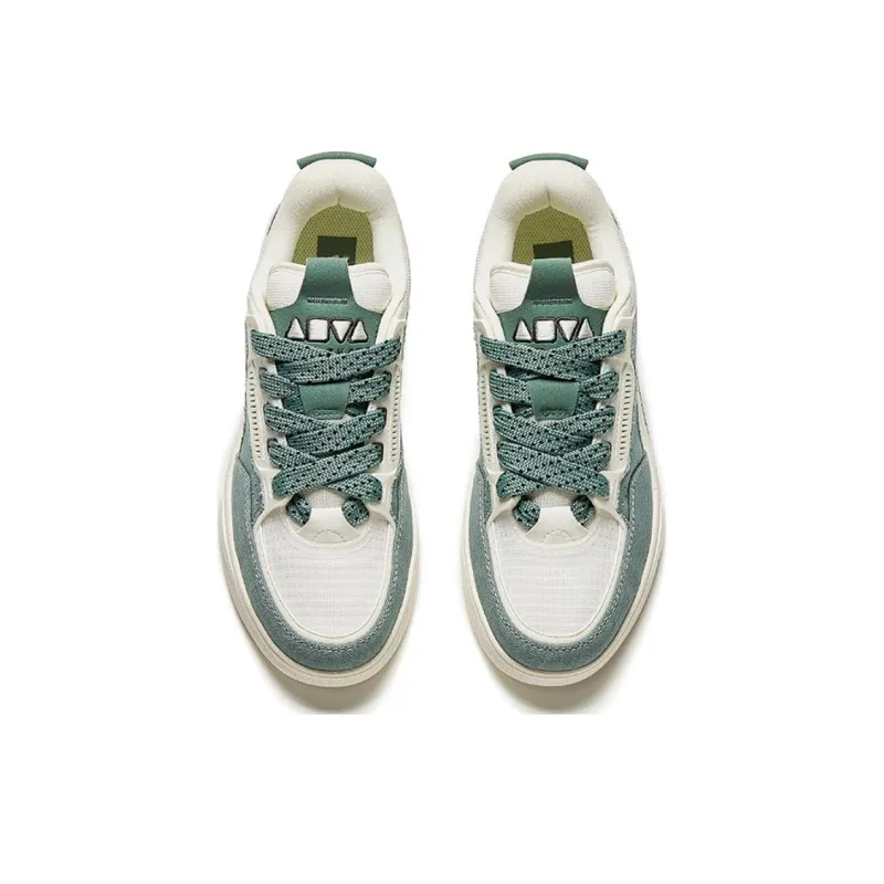 Anta AOJIE Anti-Slip Wear-Resistant Low-Top Skateboard Shoes Men's White Green-2