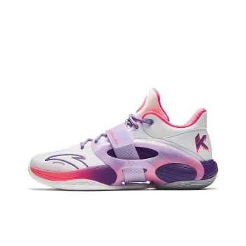 Anta KT SPLASH V V2 Cushioning Breathable Mid Top Basketball Shoes Men's White Purple