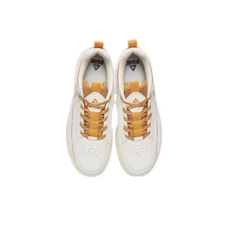 PEAK Classic Heritage Cushioning, Wear Resistant Low Top Skateboard Shoes Men's Beige White Brown-2